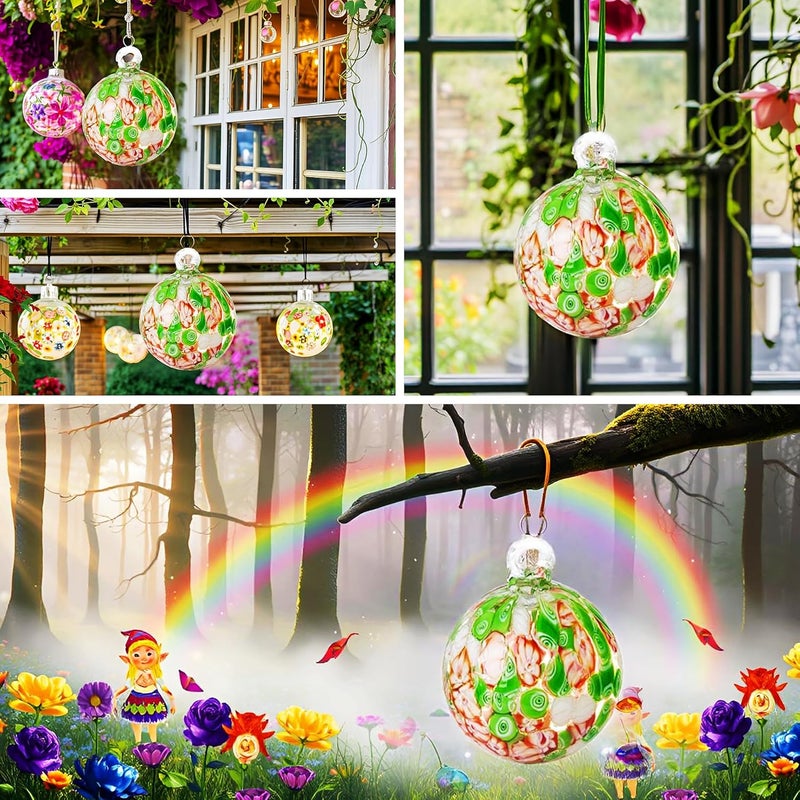 EUSTUMA Hand Blown Glass Witch Ball,Glass Ornament Hanging Garden Gazing Ball Indoor Outdoor Home Décor. (3) - Image 4
